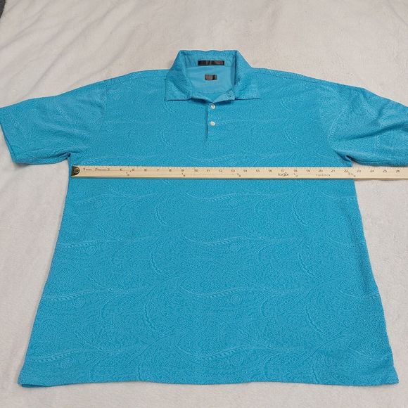 Nike Tiger Woods Shirt Mens Size Large Blue Textured Short Sleeve Polo Embroider - Picture 5 of 8